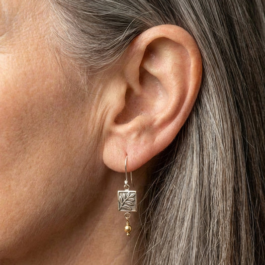 Vintage Leaf Square Earrings
