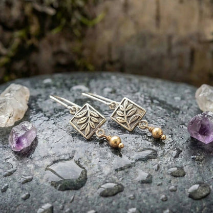 Vintage Leaf Square Earrings