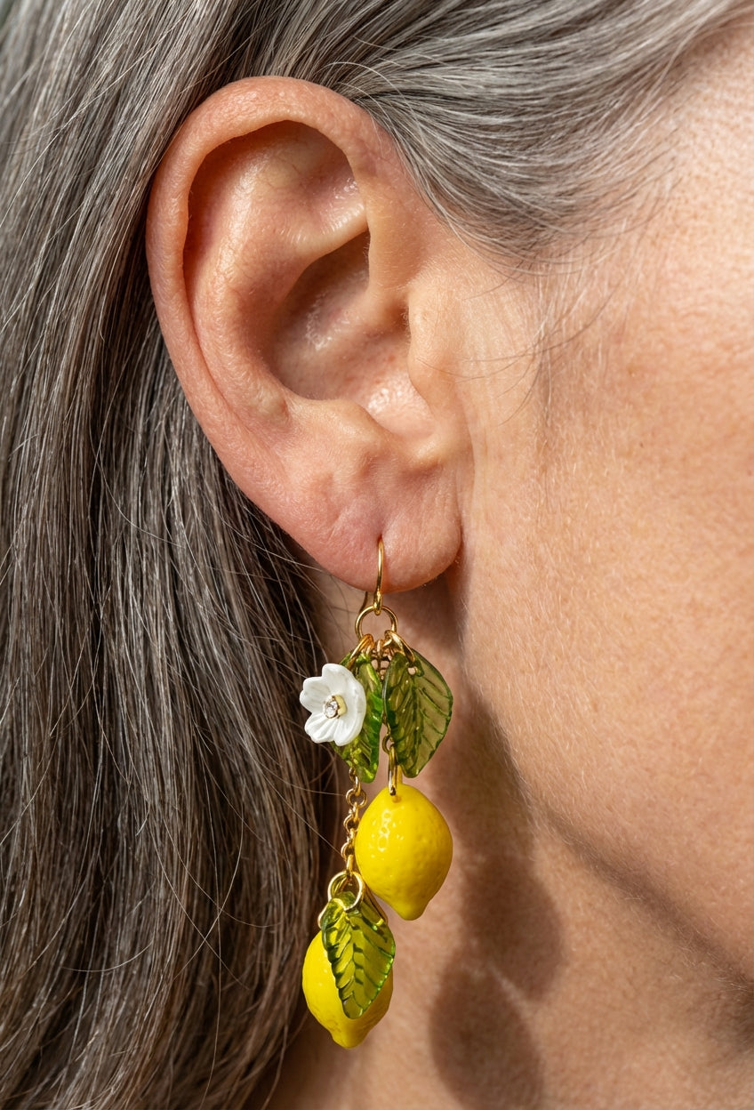 Vintage Lemon Flower Earrings