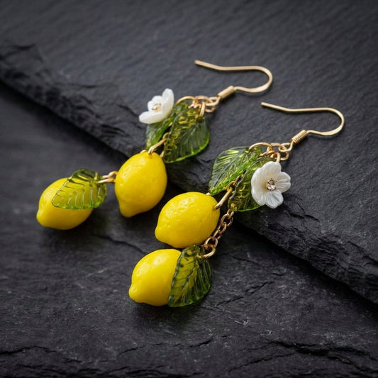 Vintage Lemon Flower Earrings 55428163