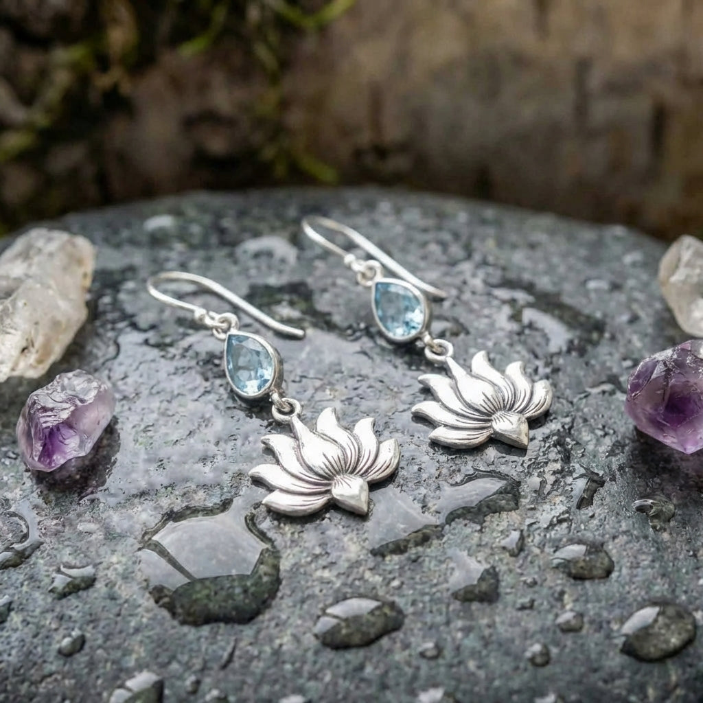 Vintage Lotus Dangle Earrings