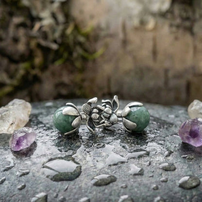 Vintage Lotus Jade Earrings