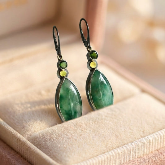Vintage Metal Leaf Dangle Earrings