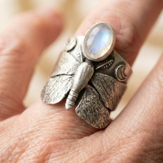 Vintage Moonstone Butterfly Ring