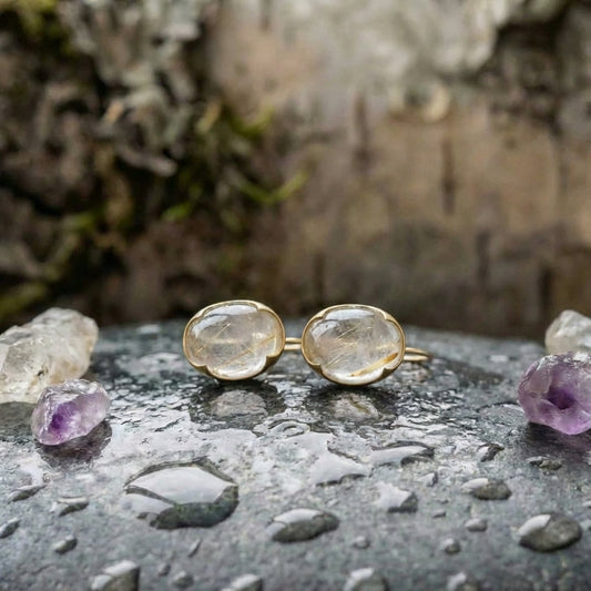 Vintage Moonstone Golden Earrings