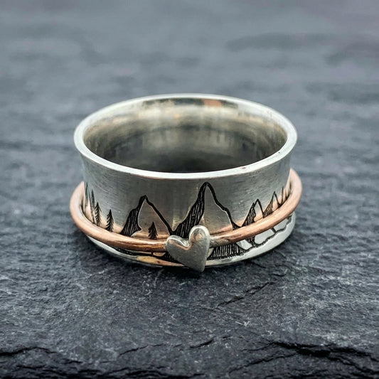 Vintage Mountain Heart Spinner Ring 16508872