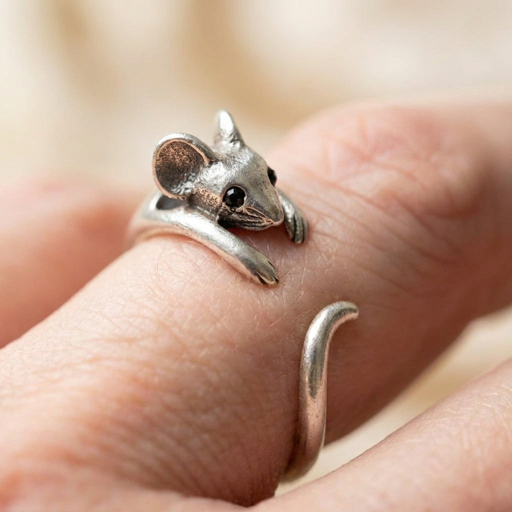 Vintage Mouse Silver Ring