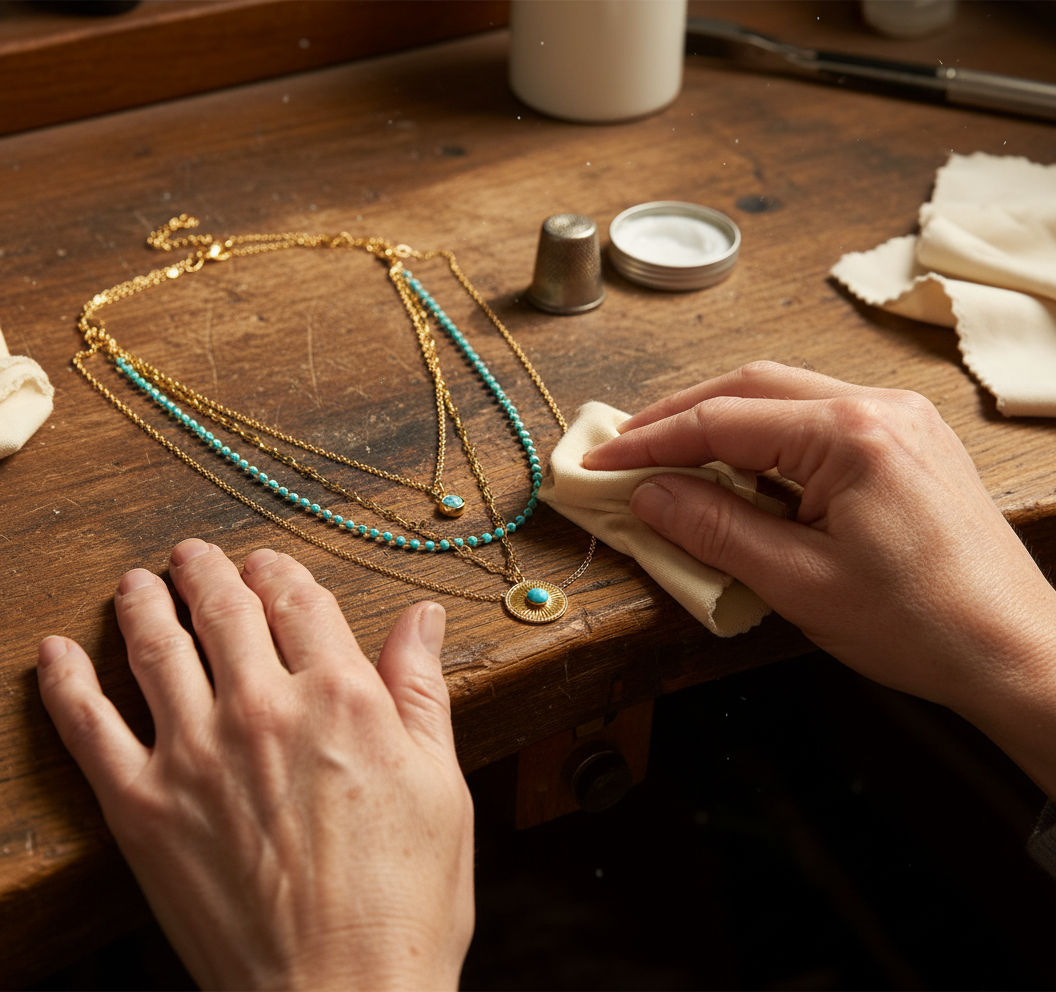 Vintage Multilayer Green Stone Pendant Necklace