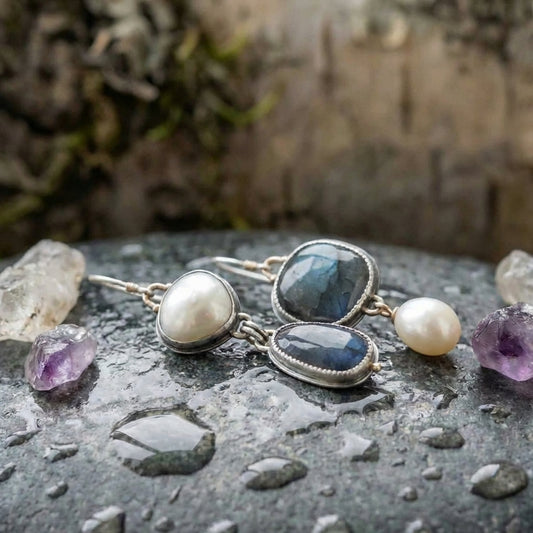 Vintage Natural Blue Stone Earrings