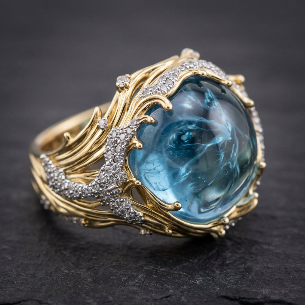 Vintage Ocean Crystal Ring
