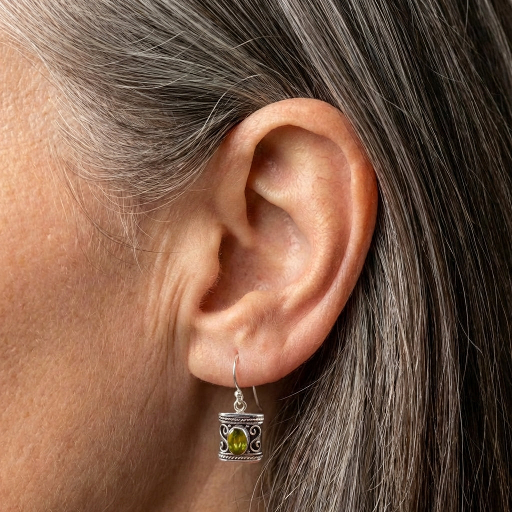 Vintage Olive Stone Earrings