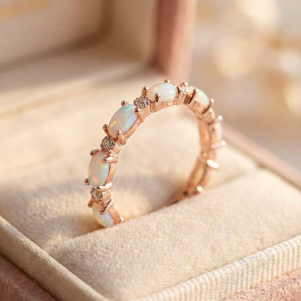 Vintage Opal & Crystal Rose Gold Ring