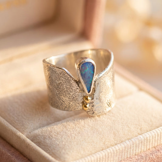 Vintage Open Blue Opal Drop Ring