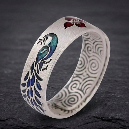 Vintage Peacock Enamel Ring 06754434