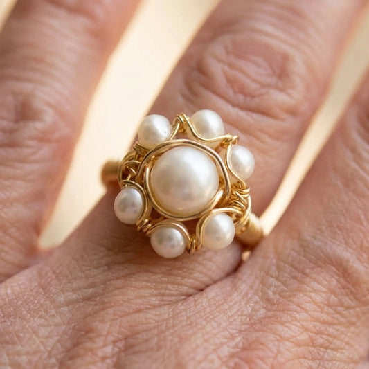 Vintage Pearl Cluster Ring