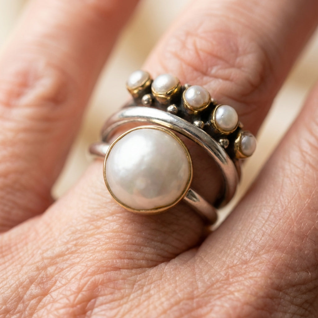 Vintage Pearl Crown Ring