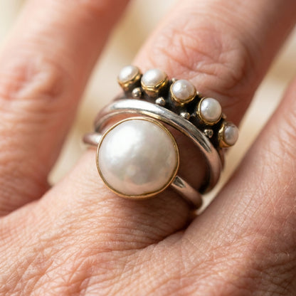 Vintage Pearl Crown Ring