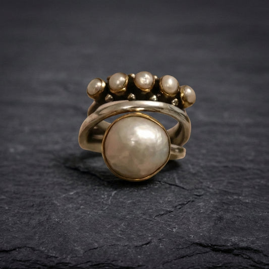 Vintage Pearl Crown Ring 64867112