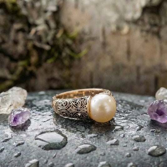 Vintage Pearl Golden Ring