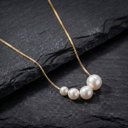 Vintage Pearl String Pendant Gold Chain Necklace