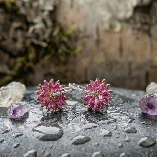 Vintage Pink Flower Earrings