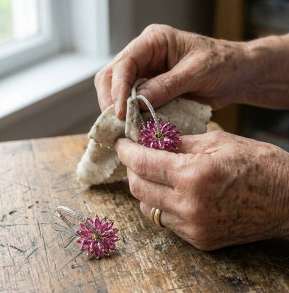 Vintage Pink Flower Earrings
