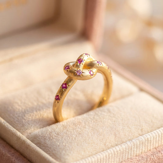 Vintage Pink Knotted Celestial Gold Ring