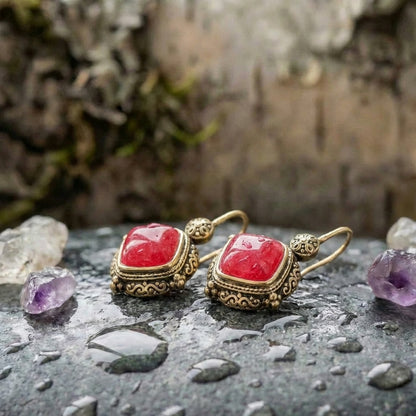 Vintage Pink Stone Earrings