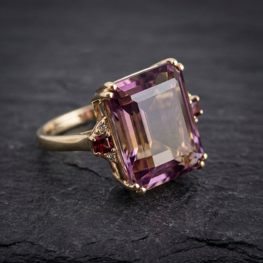 Vintage Purple Cubic Glass Ring