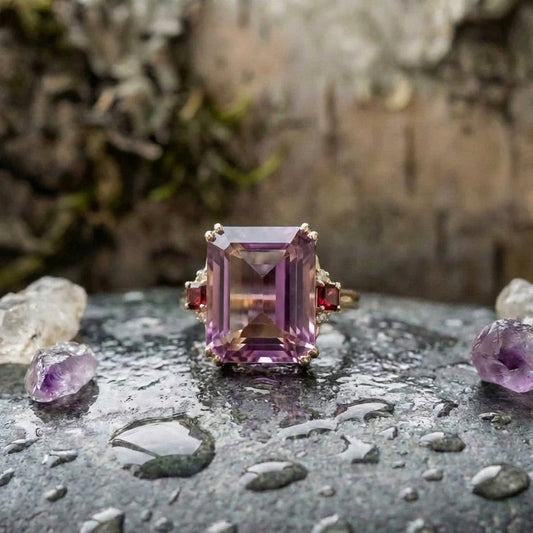 Vintage Purple Cubic Glass Ring