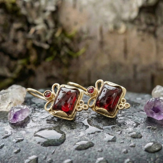 Vintage Red Crystal Earrings