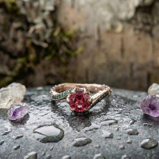 Vintage Red Round Stone Ring