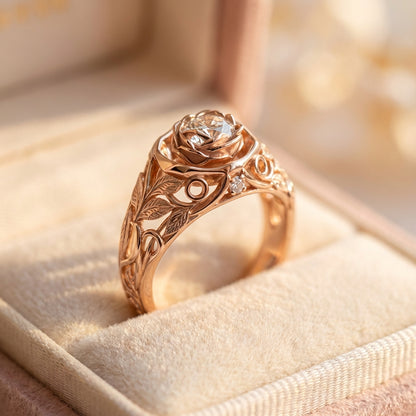 Vintage Rose Gold Flower Ring