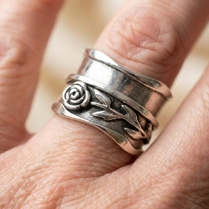 Vintage Rose Silver Ring