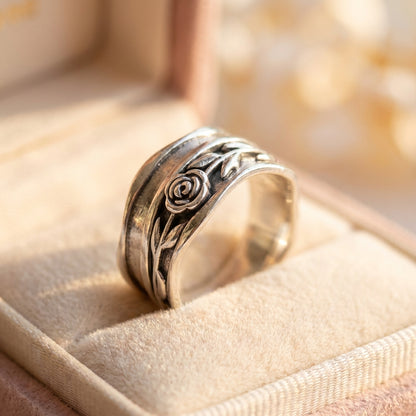 Vintage Rose Silver Ring