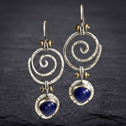 Vintage Round Blue Stone Dangle Earring