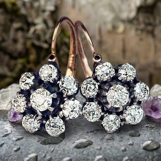 Vintage Rounded Bright Flower Earrings