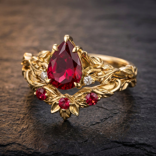 Vintage Ruby Flower Ring 22713480