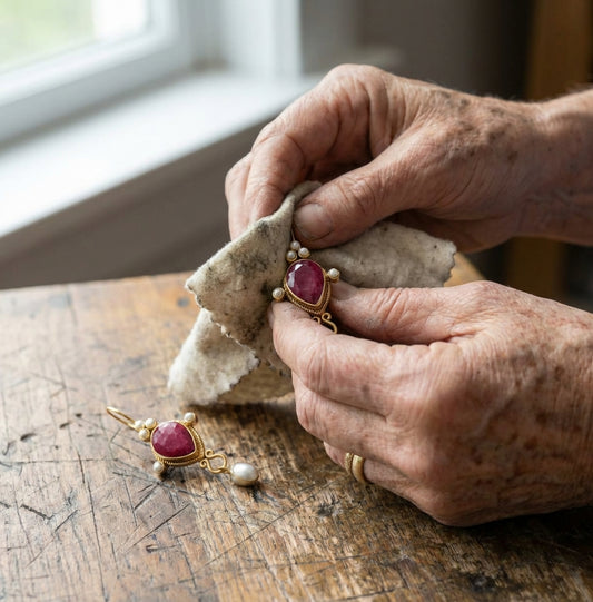 Vintage Ruby Pearl Earrings
