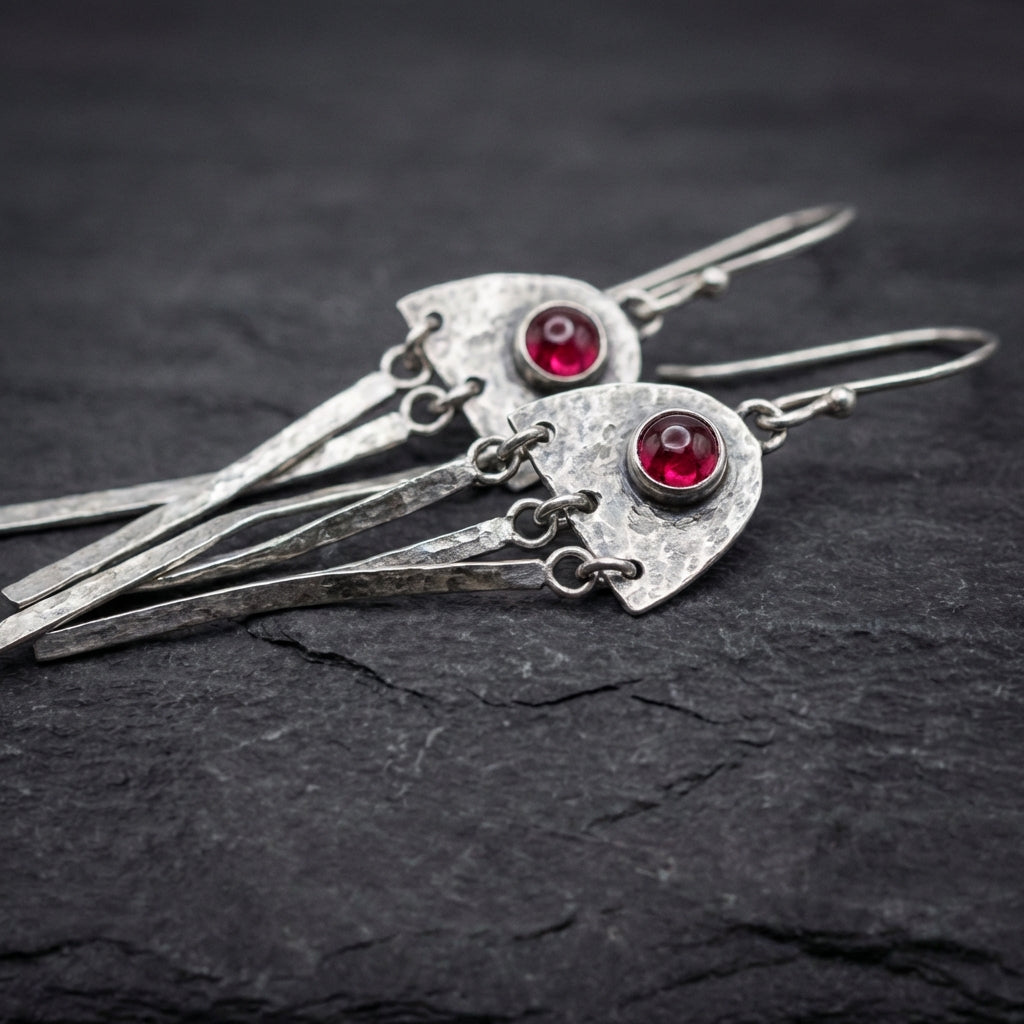 Vintage Ruby Tassel Earrings 30204931