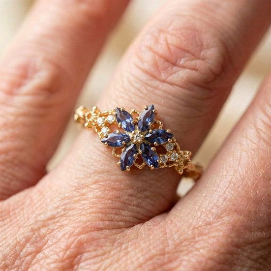 Vintage Sapphire Snowflake Ring