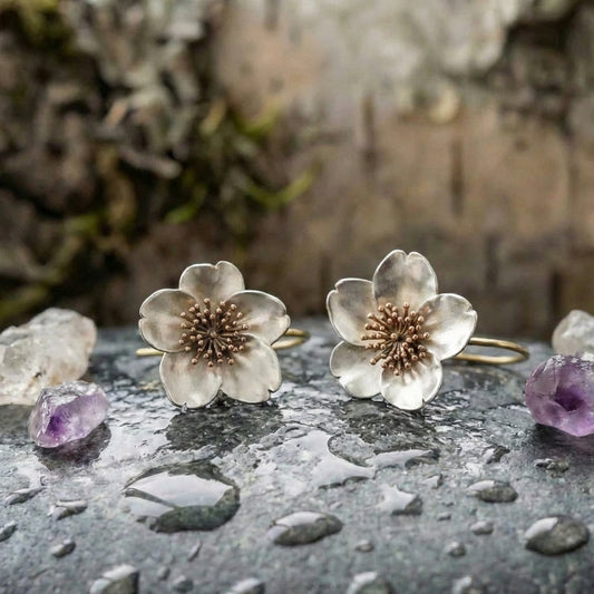 Vintage Silver Blossom Earrings