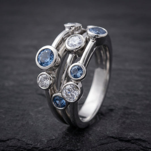 Vintage Silver & Blue Zirconia Ring