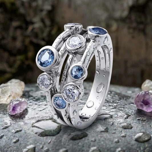 Vintage Silver & Blue Zirconia Ring