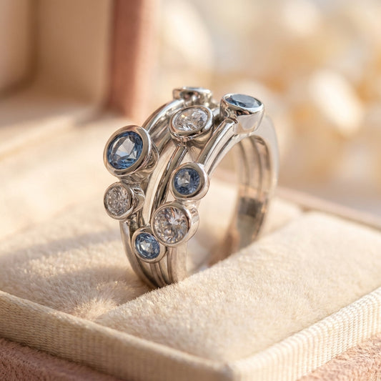 Vintage Silver & Blue Zirconia Ring