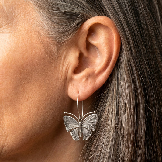 Vintage Silver Butterfly Earrings