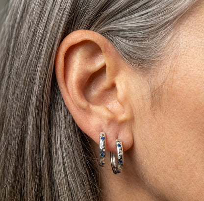 Vintage Silver Carving Sun And Moon Hoop Earrings