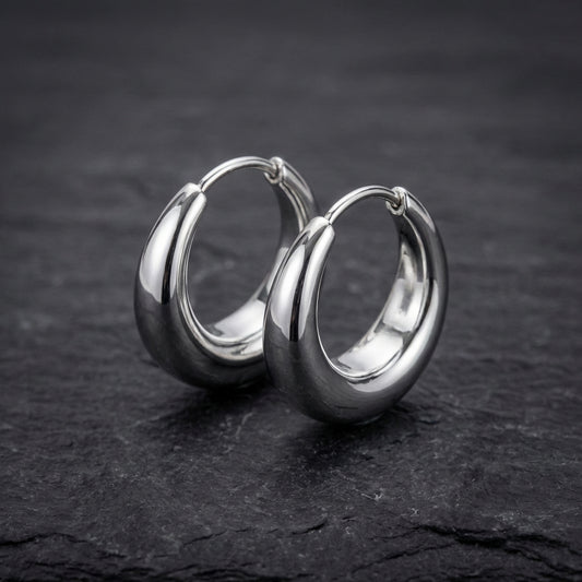 Vintage Silver & Curved Crescent Design Earrings