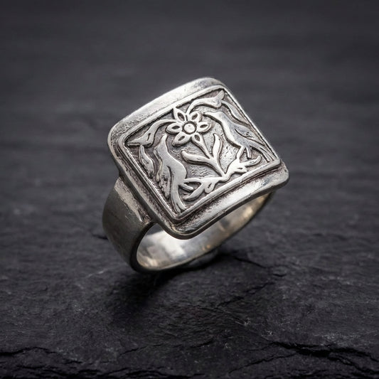 Vintage Silver Floral Ring 48081441