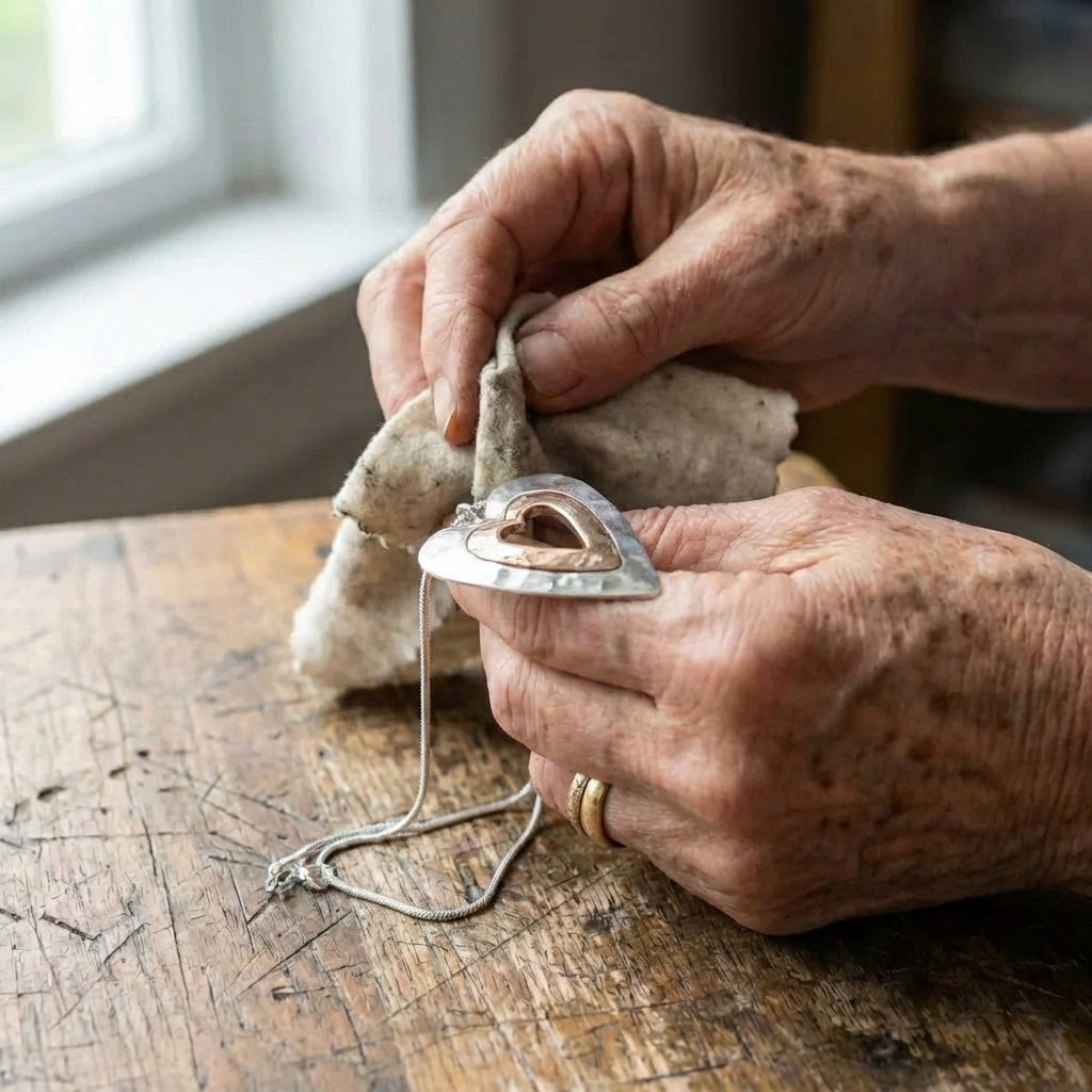 Vintage Silver & Gold Heart Pendant Necklace